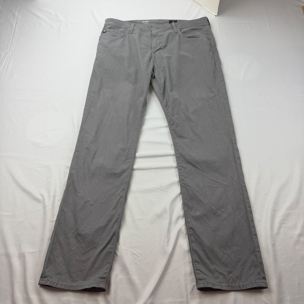 AG Adriano Goldschmied The Everett Mens 36x32 Grey Herringbone Slim Straight Pan